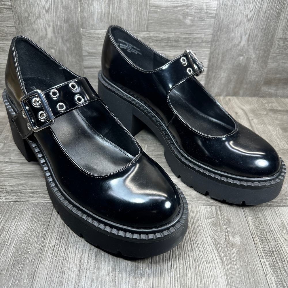 Madden Girl Mary Jane Women 9.5 Black Platform Lug Sole Chunky Goth NEW - Picture 2 of 8